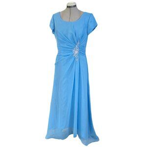 Bonny Blue Wedding Bridesmaid Dress Mother of Bride 14 Beaded‎ Embellishment